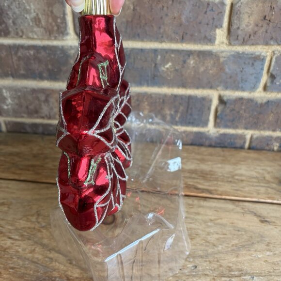 Jumbo Shatterproof Christmas Ornament Poinsettia 8.5”x7.5” - Picture 4 of 6